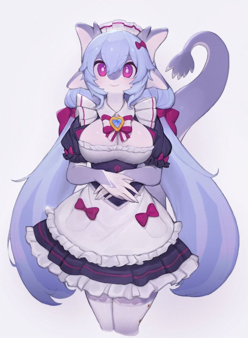 breasts dragon_girl duplicate furry furry_female highres long_hair maid non-web_source pixel-perfect_duplicate smile solo source_request uyu_(soda_uyu)
