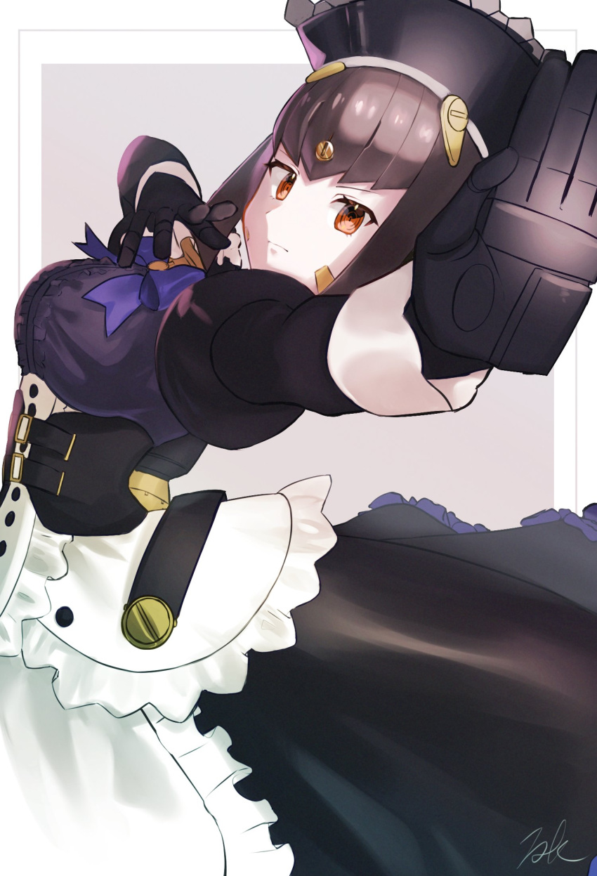 1girl android highres joints kyosuke1413koba lila_(xenoblade) maid maid_headdress open_mouth ribbon robot_ears robot_joints short_hair simple_background solo xenoblade_chronicles_(series) xenoblade_chronicles_2 yellow_eyes
