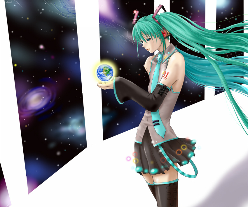 detached_sleeves hatsune_miku space twintails vocaloid