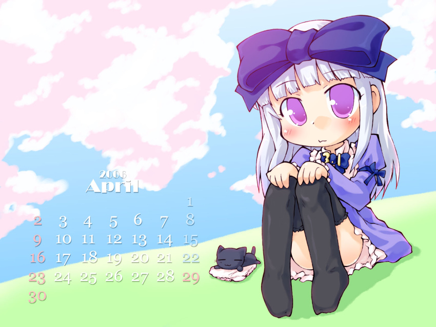 1girl 3.1-tan blush bow calendar clouds dos_cat gothic_lolita highres os-tan personification purple_eyes silver_hair sitting sky solo wallpaper windows