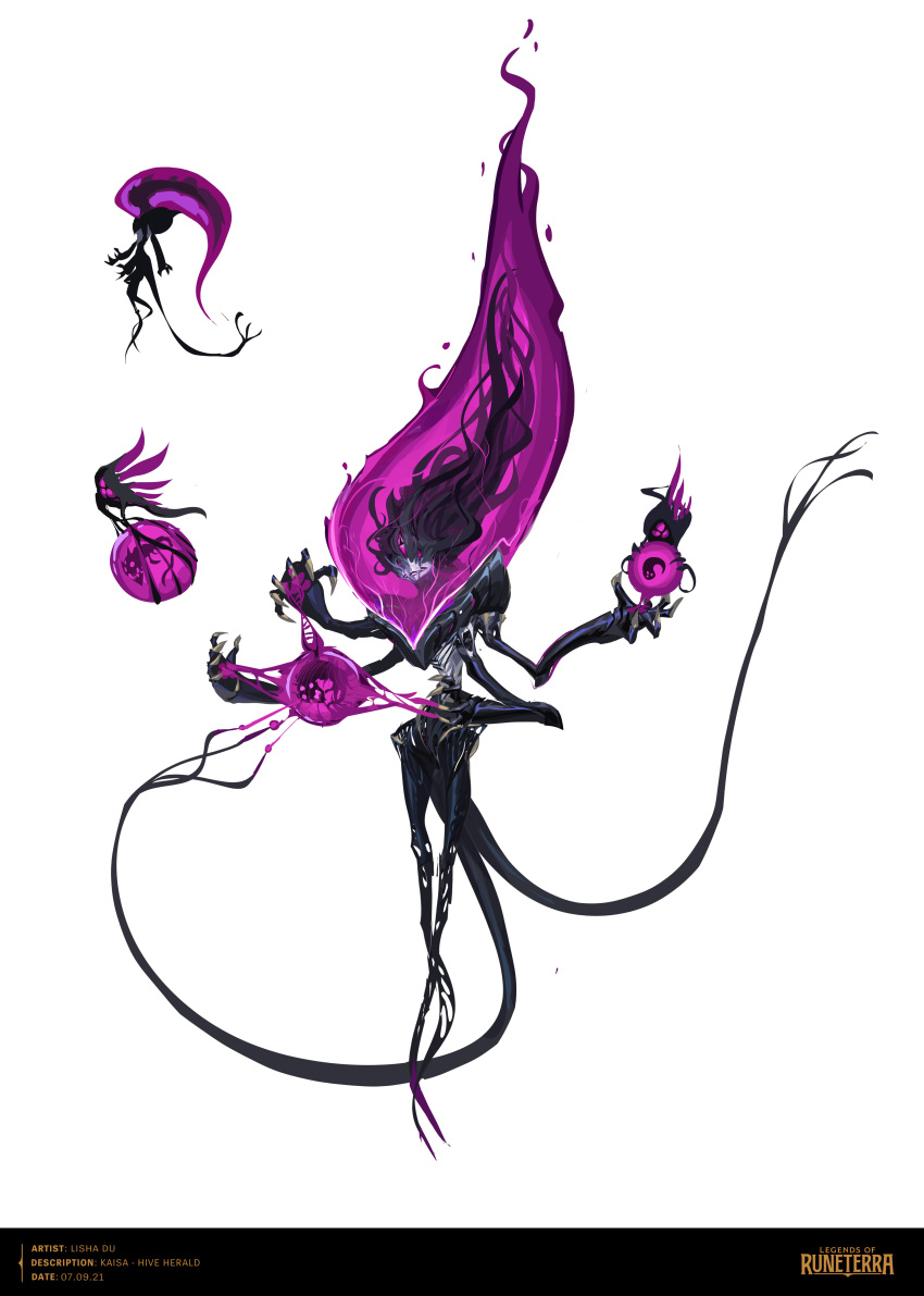 absurdres alien artist_name ball character_name copyright_name dated eldritch_abomination extra_arms full_body highres ishu_tani league_of_legends legends_of_runeterra long_hair magic monster no_humans tail