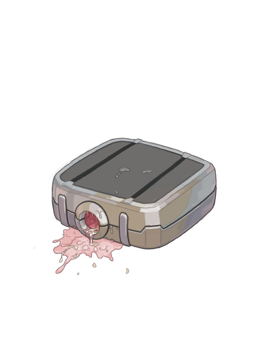 box commentary dripping english_commentary highres liquid made_in_abyss no_humans opossumachine prushka puddle simple_background spoilers still_life white_background