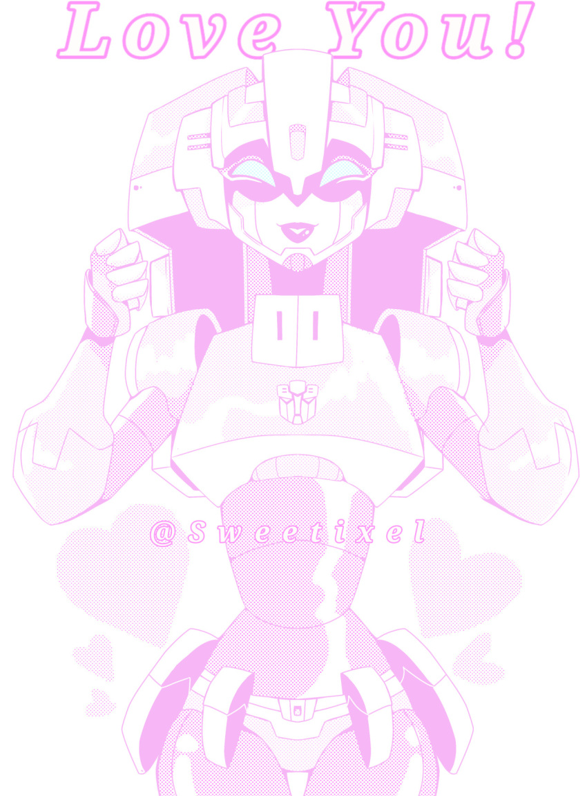 1girl alien arcee autobot blue_eyes breasts curvy english_text happy highres humanoid_robot lips lipstick looking_at_viewer makeup medium_breasts panties robot solo sweetixel transformers transformers_animated underwear
