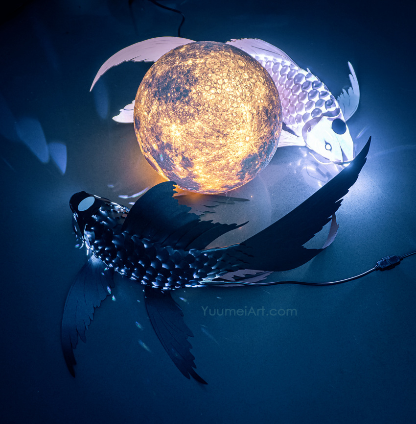 animal animal_focus commentary english_commentary fish glowing highres koi no_humans original watermark web_address yuumei