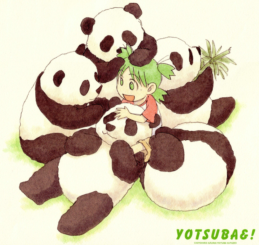 absurdres azuma_kiyohiko highres koiwai_yotsuba panda paper_texture scan yotsubato!