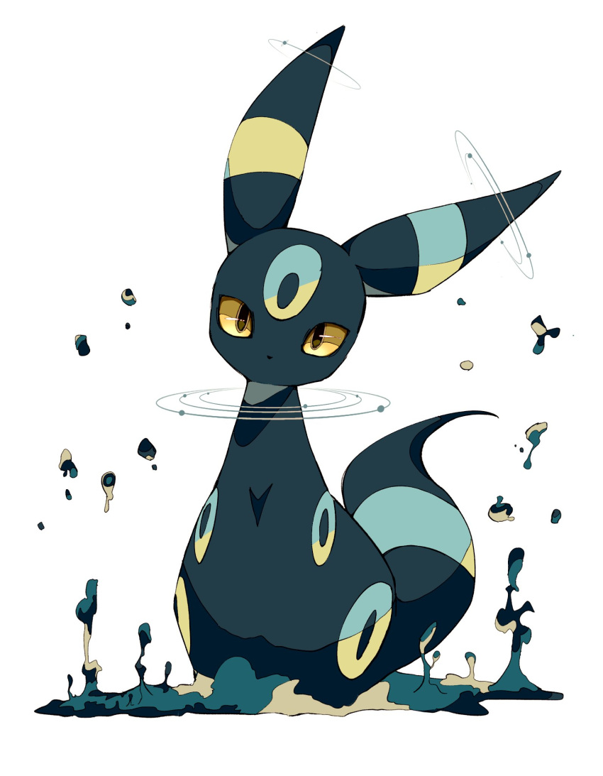 animal_focus brown_pupils colored_sclera commentary_request head_tilt highres looking_at_viewer no_humans oimo_kenpi orange_eyes pokemon pokemon_(creature) sitting solo umbreon white_background yellow_sclera