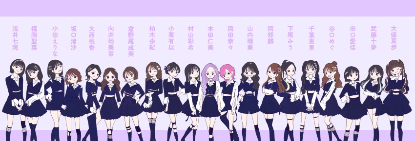 akb48 bangs black_hair bob_cut brown_hair chiba_erii chibi highres honda_hitomi idol kneehighs multiple_girls oguri_yui okada_nana ponytail purple_hair real_life sakaguchi_nagisa shitao_miu sjune_an socks taniguchi_megu thigh-highs twintails