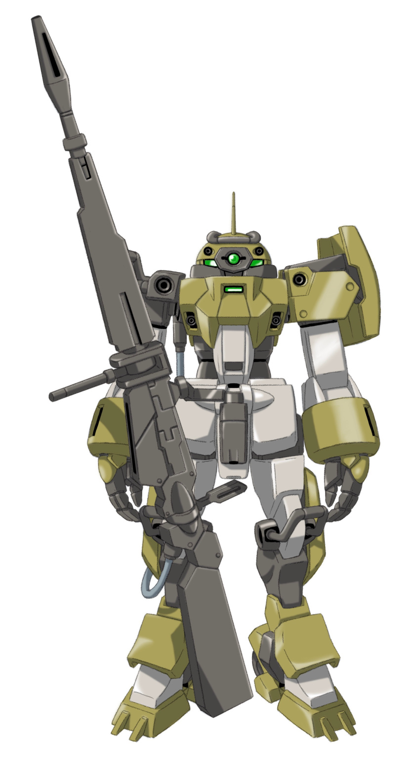 absurdres chuchu's_demi_trainer english_commentary facing_viewer fujimal full_body gundam gundam_suisei_no_majo highres no_humans simple_background standing weapon white_background