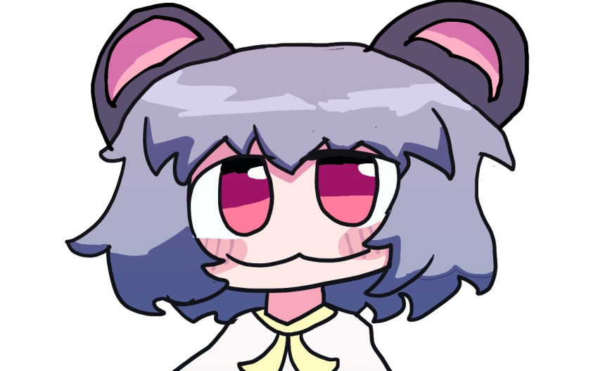 1girl animal_ears blush capelet closed_mouth fwkzpoulet grey_capelet grey_hair hair_between_eyes long_sleeves looking_at_viewer mouse_ears nazrin white_background