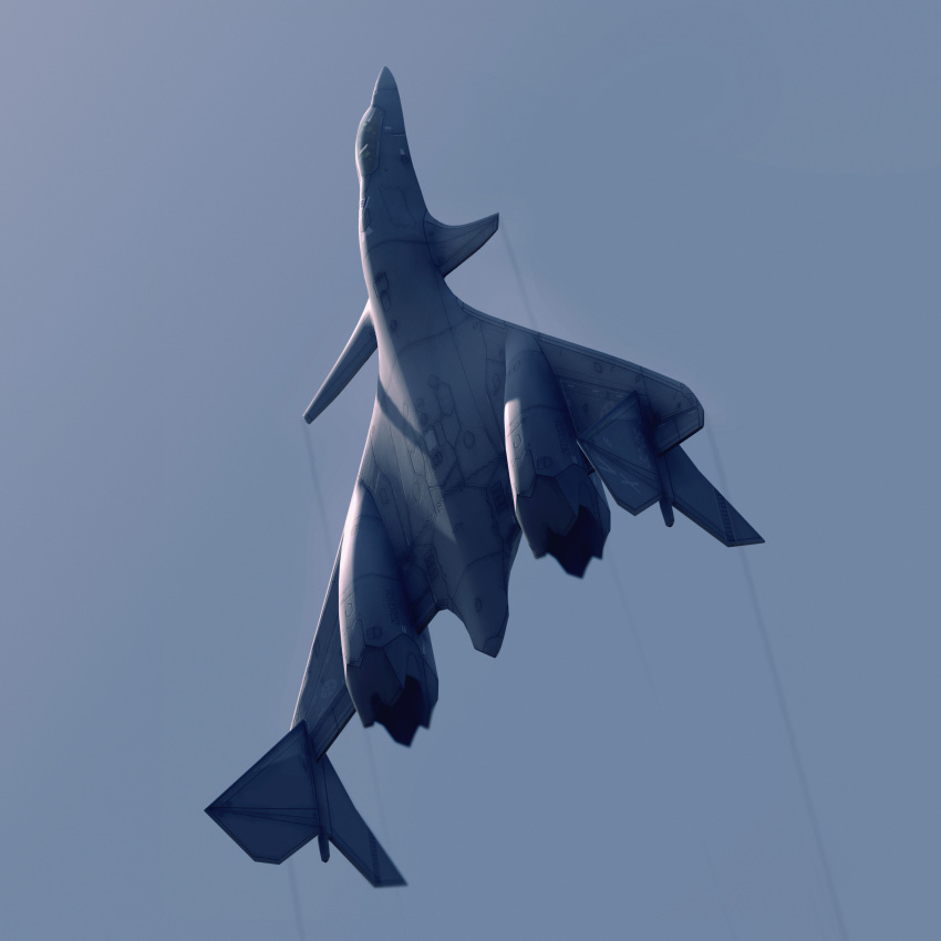 3d absurdres aircraft airplane contrail fighter_jet flying highres jet jet_engine military military_vehicle original realistic science_fiction vehicle_focus w_a_v_e