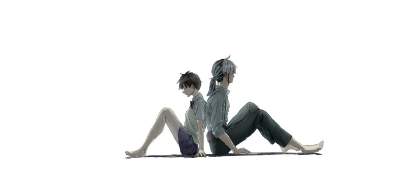 1boy 1girl black_hair couple female male mao_(mao) mao_(takahashi_rumiko) nanoka_kiba white_background