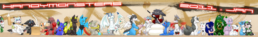 :3 ^_^ absurdres ahoge animal_ear_fluff animal_feet animal_hands animal_nose aqua_eyes arms_up bandana bangs barefoot battery_indicator belt black_eyes black_fur black_hair black_scarf black_wings blonde_hair blue_bow blue_eyes blue_fur blue_hair blue_horns blush body_fur body_writing bow bowl bowtie bracelet braid brown_background brown_fur brown_headwear brown_horns buttons capelet character_request chopsticks claws clenched_hands clone closed_eyes collar colored_sclera commentary_request copyright_name cross cross_necklace crossed_arms cup dated dragon drink drinking_glass eating energy_wings english_text everyone eye_contact eyepatch eyewear_on_head facial_mark fang feathered_wings food forehead_mark full_body fur_collar furry gem glowing goggles green_eyes green_fur green_gemstone green_hair green_headwear green_pants green_trim green_wings grey_eyes grey_hair grey_headband grey_horns hair_bow half-closed_eyes hand_up hands_up handymonsters happy hat headband heart heterochromia highres holding holding_bowl holding_chopsticks holding_cup holding_drink holding_food holding_paper holding_weapon horns japanese_clothes jewelry kagami_mochi kame_(3t) kimono kine loincloth long_hair long_sleeves looking_at_another looking_to_the_side looking_up lying mallet mochi mochitsuki mortar_(bowl) multiple_boys multiple_girls multiple_others multiple_tails necklace nervous_smile nose_blush notched_ear on_back on_floor on_stomach open_clothes open_kimono open_mouth outstretched_arms oversized_food own_hands_together pants paper pawpads pink_bow pink_bowtie pink_capelet pink_fur profile purple_fur raised_eyebrows red_bandana red_bow red_eyes red_kimono red_wings scarf seiza sharp_teeth short_hair sidelocks sitting sleeping smile snout spiked_wings spinning_top star_(symbol) star_print sweat sweatband tail teeth two-tone_fur wariza wavy_mouth weapon white_fur white_wings wide-eyed wide_image wifi_symbol wings wooden_floor yellow_fur yellow_sclera