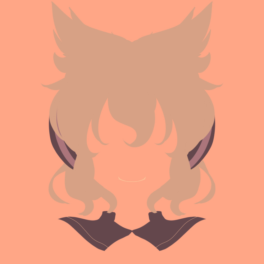 1girl bangs blending flat_color headphones highres light_brown_hair limited_palette maskin_mei no_lineart orange_background portrait short_hair silhouette simple_background solo touhou toyosatomimi_no_miko
