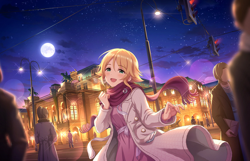 blonde_hair idolmaster_cinderella_girls_starlight_stage jacket red_eyes short_hair smile umeki_otoha