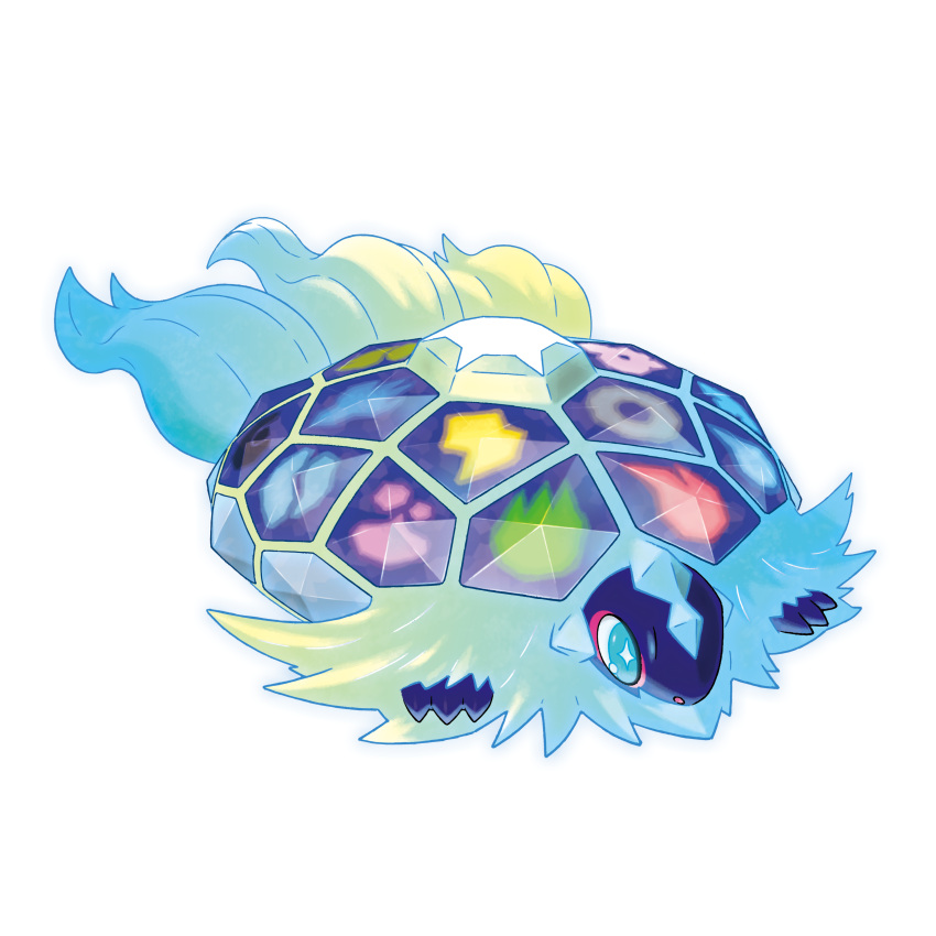 +_+ absurdres animal_focus artist_request blue_eyes full_body gem highres lightning_bolt_symbol no_humans official_art outline pokemon pokemon_(creature) simple_background solo terapagos transparent_background turtle white_outline