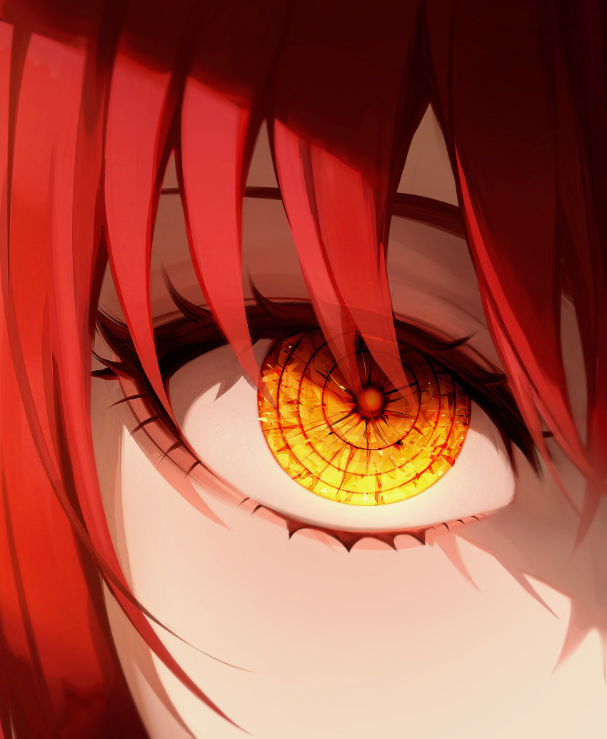 1girl 58_(opal_00_58) absurdres chainsaw_man close-up crystal_eye highres looking_at_viewer makima_(chainsaw_man) solo yellow_eyes