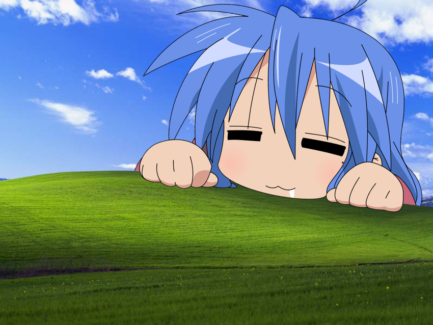 blue_hair closed_eyes default_background izumi_konata long_hair lucky_star sleeping windows