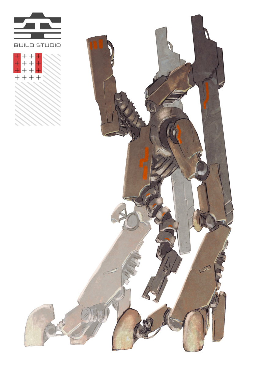 cable deraken from_side full_body highres mecha non-humanoid_robot original robot science_fiction simple_background solo standing white_background
