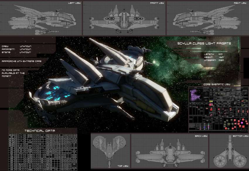 3d bitonicus caldari_state_(eve_online) cannon commentary concept_art english_text eve_online floating frigate_(eve_online) from_above from_behind from_below from_side glowing military military_vehicle multiple_views nebula no_humans original outdoors realistic science_fiction sky space spacecraft star_(sky) starry_sky turret vehicle_focus zero_gravity