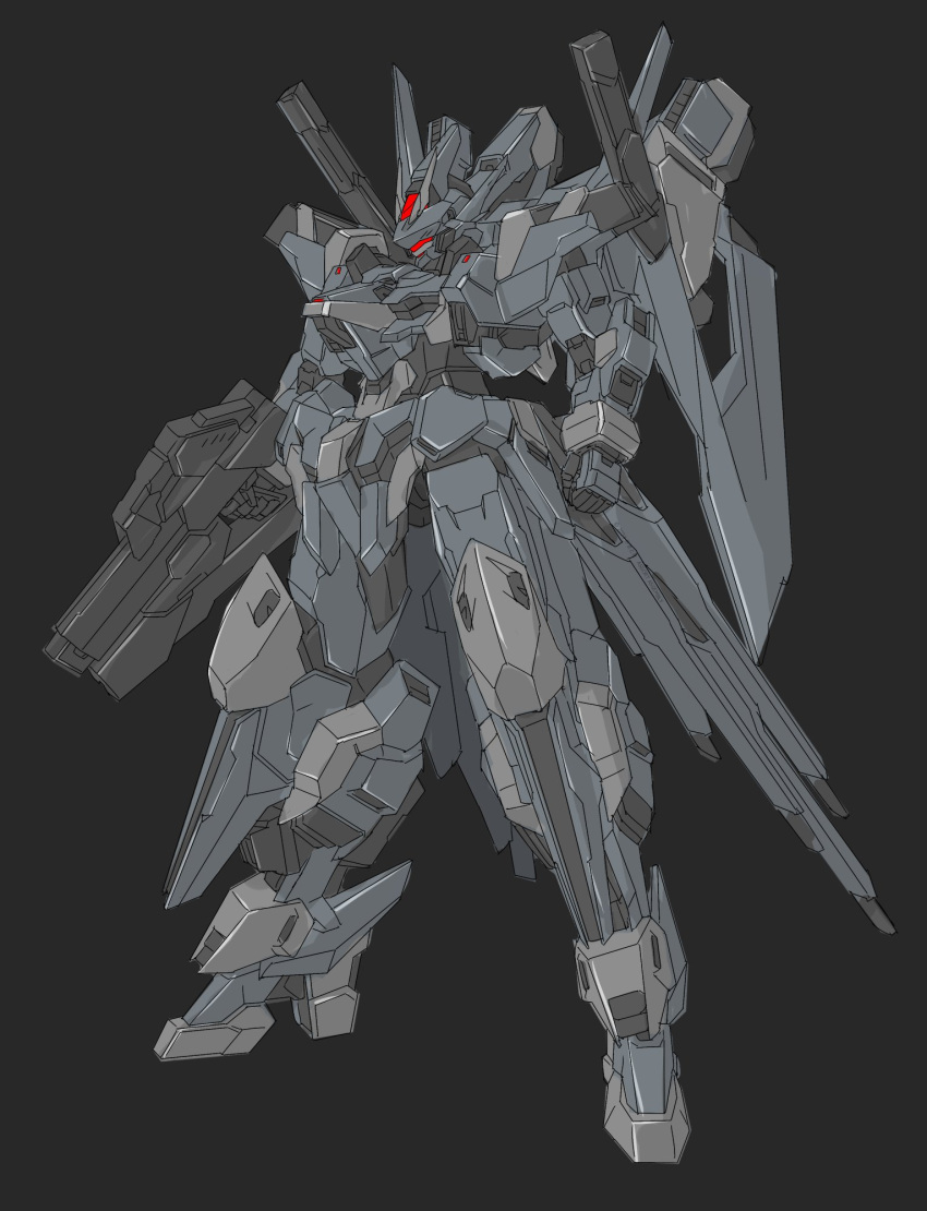 assault_visor black_background clenched_hand full_body gun highres holding holding_gun holding_weapon looking_ahead mecha no_humans original robot science_fiction solo standing weapon yugo_ama_toki