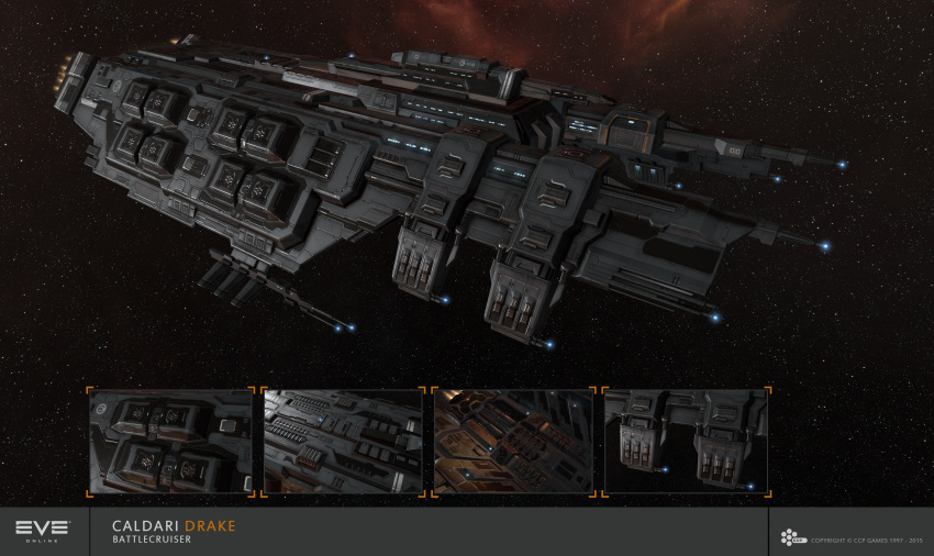 3d absurdres battlecruiser_(eve_online) caldari_state_(eve_online) combat_ship_(eve_online) commentary company_logo company_name copyright_logo copyright_name dark_background dated drake_(eve_online) eve_online flying glowing highres kaalakiota_corporation_(eve_online) logo maya_(medium) military_vehicle no_humans official_art outdoors radio_antenna realistic science_fiction space spacecraft star_(sky) starry_sky_background support_ship_(eve_online) vehicle_focus vehicle_name ymir_jonsson