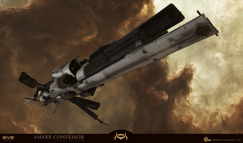 3d absurdres advanced_ship_(eve_online) amarr_empire_(eve_online) attack_ship_(eve_online) brown_background clouds commentary company_logo company_name confessor_(eve_online) copyright_logo copyright_name dated destroyer_(eve_online) english_commentary english_text eve_online glowing highres logo maya_(medium) military_vehicle nebula no_humans official_art outdoors science_fiction space spacecraft star_(sky) starry_sky_background tactical_destroyer_(eve_online) tech_3_ship_(eve_online) vehicle_focus vehicle_name viziam_(eve_online) ymir_jonsson