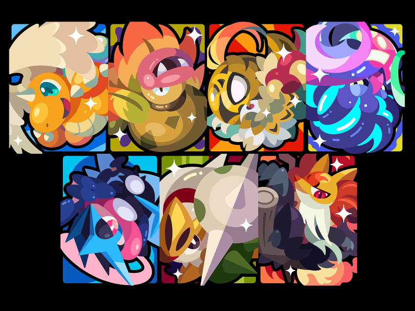 alien aqua_eyes beak bird black_eyes black_sclera blank_eyes broom broom_riding cape chesnaught claws colored_sclera colored_skin delphox dragon dragonite fangs feather-trimmed_belt feathered_wings forehead_protector fox frog fur_cape glowing_finger green_skin greninja happy hawlucha head_wings highres horns leaf long_tongue luchador luchador_mask malamar mask mega_chesnaught mega_delphox mega_dragonite mega_greninja mega_hawlucha mega_malamar mega_pokemon mega_victreebel multicolored_skin narrowed_eyes ninja no_humans orange_skin pink_lips plant plant_monster pokemon pokemon_(creature) pokemon_focus red_eyes red_fur red_nose shichi_(7cube_ori) shuriken single_horn smile spikes spotted_skin squid standing_on_weapon tail tentacles tongue tongue_scarf two-tone_skin v-shaped_eyes very_long_tongue victreebel vines weapon webbed_feet white_beard white_fur white_skin wing_cape wings yellow_claws yellow_eyes yellow_fur yellow_skin