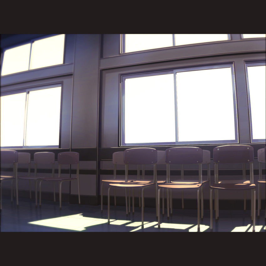 108 chair highres indoors no_humans original scenery school school_chair shadow still_life sunlight window