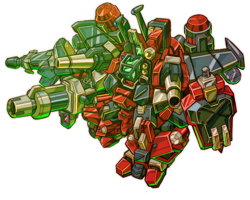 arm_shield canopy_(aircraft) caterpillar_tracks chibi highres mecha no_humans razangriff_raven robot science_fiction shoulder_cannon solo super_robot_wars super_robot_wars_original_generation uungunover white_background