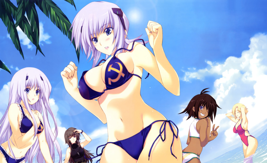 bikini communism cryska_barchenowa hammer_and_sickle highres iizuki_tasuku inia_sestina muvluv muvluv_alternative muvluv_total_eclipse soviet stella_bremer swimsuit swimsuit takamura_yui tarisa_manadal tarisa_manandal total_eclipse wardrobe_malfunction