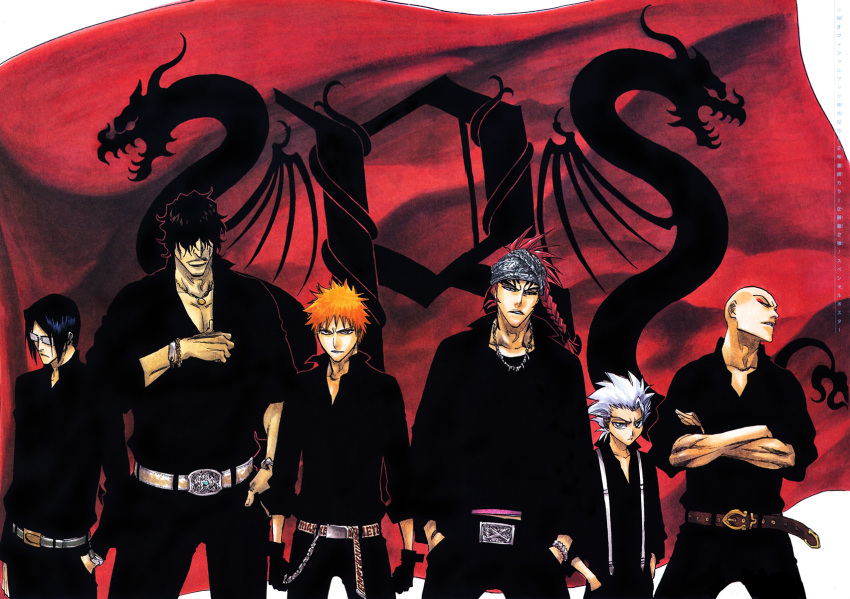 abarai_renji bleach hitsugaya_toushirou kurosaki_ichigo madarame_ikkaku male uryuu_ishida yasutora_sado