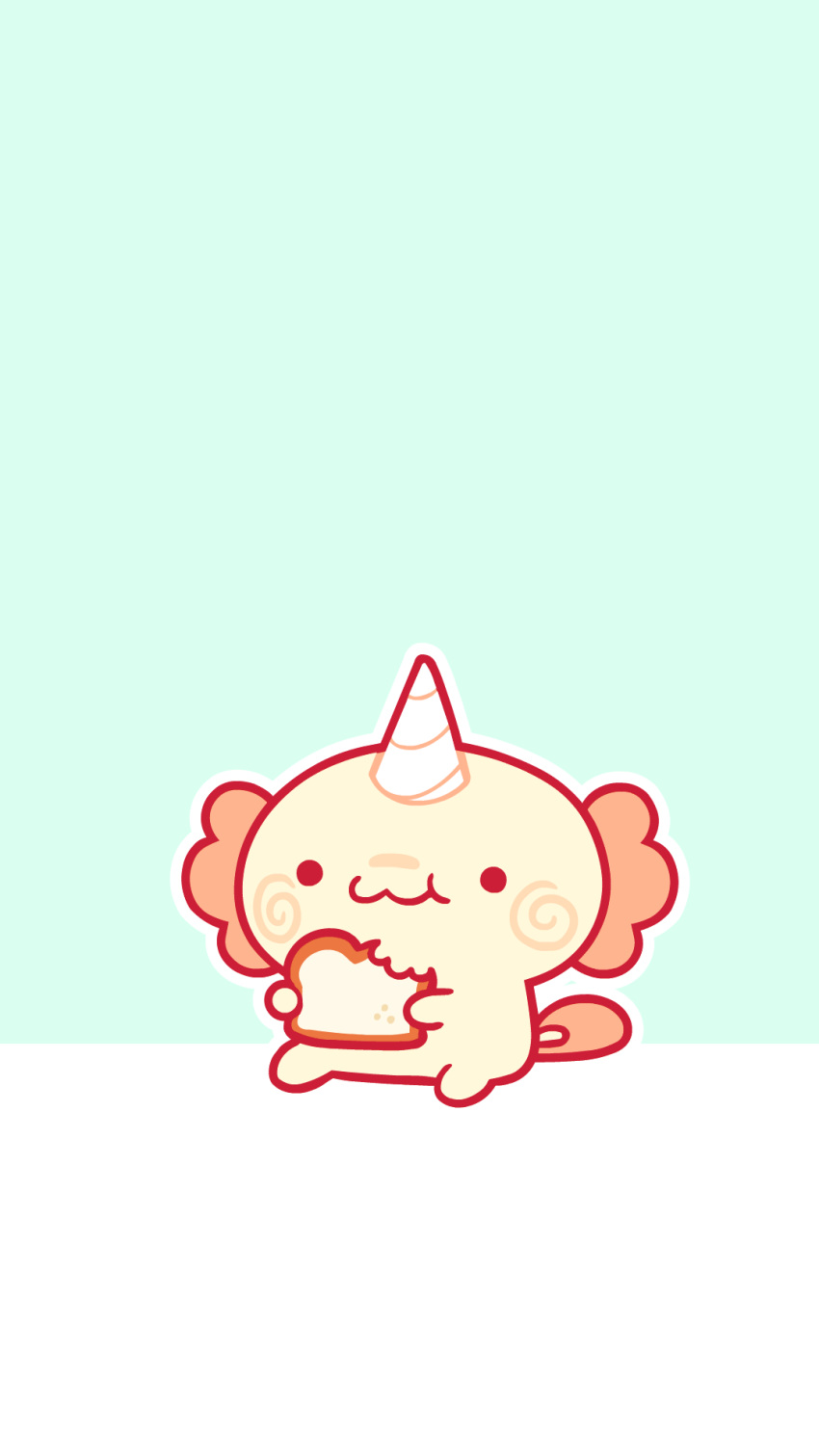 animated animated_gif axolotl bread can't_be_this_cute chibi eating food grindzone highres original simple_background sitting sweet_corn
