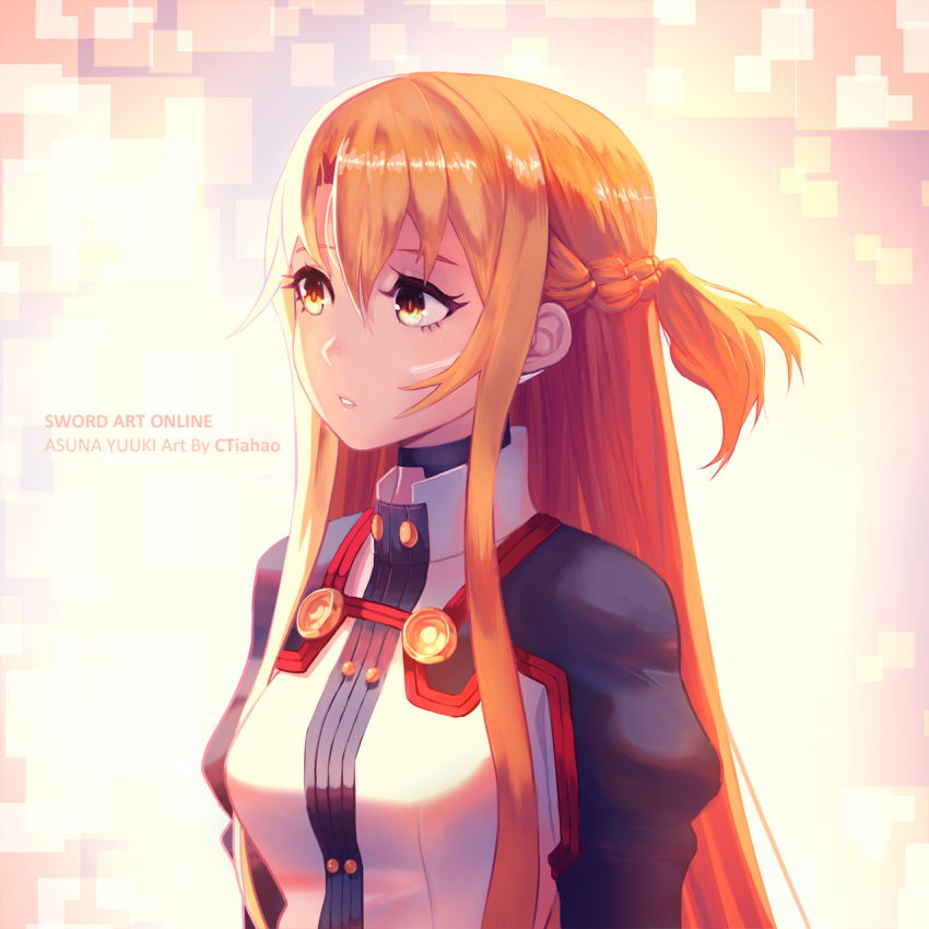 1girl artist_name asuna_(sao) ctiahao facing_to_the_side highres orange_hair shaded_face sword_art_online sword_art_online_the_movie:_ordinal_scale upper_body