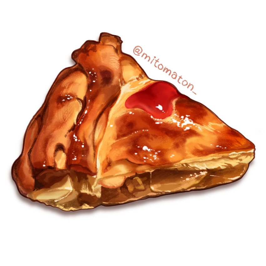 apple_pie artist_name food food_focus highres mitomaton no_humans original pastry pie pie_slice realistic simple_background still_life white_background