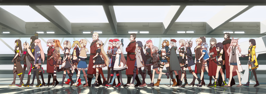 3boys 6+girls 9a-91_(girls'_frontline) absurdres ahoge amputee animal_ears anniversary anti-rain_(girls'_frontline) apron backpack bag beret berezovich_kryuger_(girls'_frontline) boots camera cape cat_ears chinese_commentary closed_eyes commentary_request drill_hair eyewear_on_head feodor_kamolovich_kamolov_(girls'_frontline) fingerless_gloves fur_hat g36_(girls'_frontline) gentiane_(girls'_frontline) girls_frontline gloves goggles goggles_on_head griffin_&amp;_kryuger_military_uniform grizzly_mkv_(girls'_frontline) hat helianthus_(girls'_frontline) high_heels highres holding holding_bag holding_camera kalina_(girls'_frontline) kawasaki_(girls'_frontline) long_hair m16a1_(girls'_frontline) m200_(girls'_frontline) m4_sopmod_ii_(girls'_frontline) m4a1_(girls'_frontline) mac-10_(girls'_frontline) maid maid_apron maid_headdress miharu_(cgsky) military military_uniform monocle multiple_boys multiple_girls ntw-20_(girls'_frontline) ots-12_(girls'_frontline) ots-14_(girls'_frontline) pp-90_(girls'_frontline) ppk_(girls'_frontline) ppsh-41_(girls'_frontline) prosthesis prosthetic_leg ro635_(girls'_frontline) shi_jun_(girls'_frontline) shoes short_hair skorpion_(girls'_frontline) slippers sneakers spp-1_(girls'_frontline) st_ar-15_(girls'_frontline) sunglasses super_sass_(girls'_frontline) tactical_clothes tokarev_(girls'_frontline) uniform ushanka vector_(girls'_frontline) walking weapon_case yawning