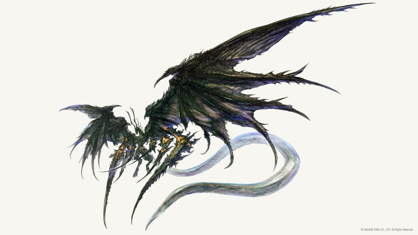 absurdres bahamut_(final_fantasy) claws dragon dragon_claw dragon_wings final_fantasy final_fantasy_xvi highres horns large_wings official_art simple_background spines square_enix tail wings