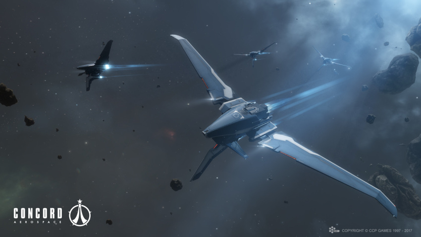 3d asteroid asteroid_field boulder clouds combat_ship_(eve_online) commentary company_logo company_name concord_assembly_(eve_online) daniel_matthews dated english_commentary eve_online exploration_ship_(eve_online) fleet floating floating_object floating_rock flying frigate_(eve_online) glowing grey_background grey_theme highres military_vehicle no_humans official_art outdoors photoshop_(medium) realistic redesign rock science_fiction space spacecraft star_(sky) starry_sky_background thrusters vehicle_focus zero_gravity