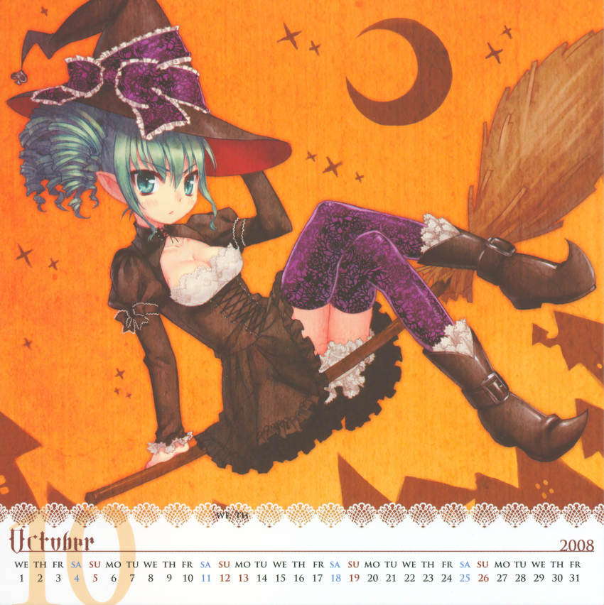 asaki_yuzuno calendar cleavage lolita_fashion thigh-highs witch