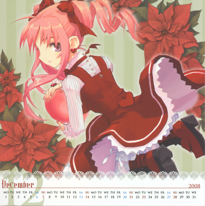 calendar drill_hair frills konoe_ototsugu lace lolita_fashion pink_eyes pink_hair ribbon sweet_lolita