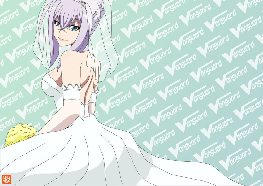 1girl atelier_gons bride cardfight!!_vanguard gown long_hair looking_back smile tokura_misaki
