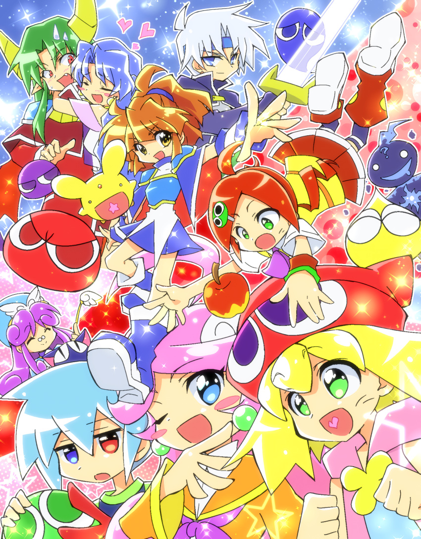 accord_sensei amitie_(puyopuyo) andou_ringo arle_nadja blonde_hair blue_eyes blue_hair brown_hair carbuncle_(puyopuyo) cat ecolo_(puyopuyo) green_hair highres long_hair madou_monogatari pink_hair ponytail popoi_(puyopuyo) puyo_(puyopuyo) puyopuyo raffina_(puyopuyo) red_eyes redhead rulue_(puyopuyo) satan_(puyopuyo) schezo_wegey short_hair sig_(puyopuyo) user_cstp8353 white_hair yellow_eyes