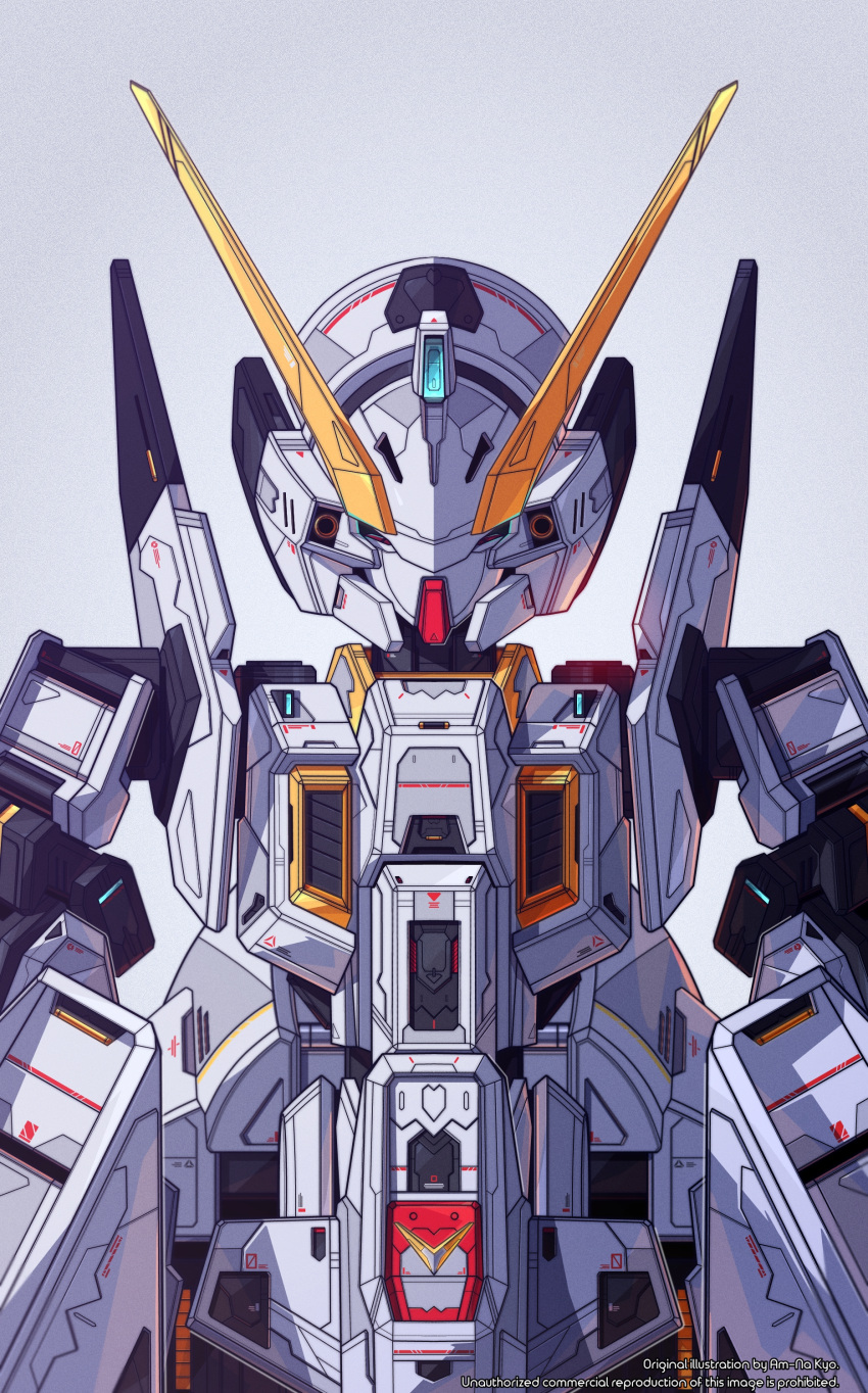 absurdres advance_of_zeta azzalea grey_background gundam highres mecha mobile_suit no_humans robot science_fiction solo straight-on tr-6_woundwort upper_body v-fin