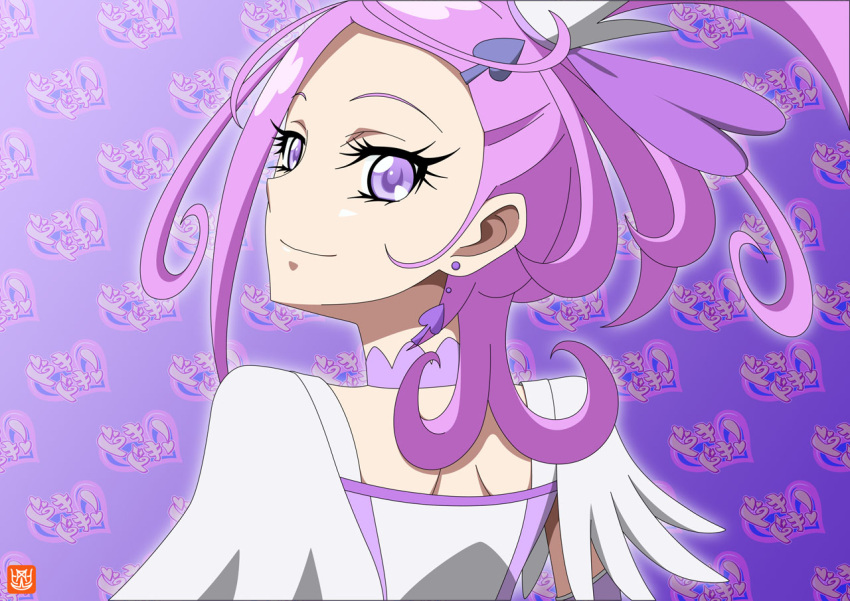 1girl atelier_gons cure_sword dokidoki!_precure kenzaki_makoto looking_back magical_girl precure purple_hair smile solo