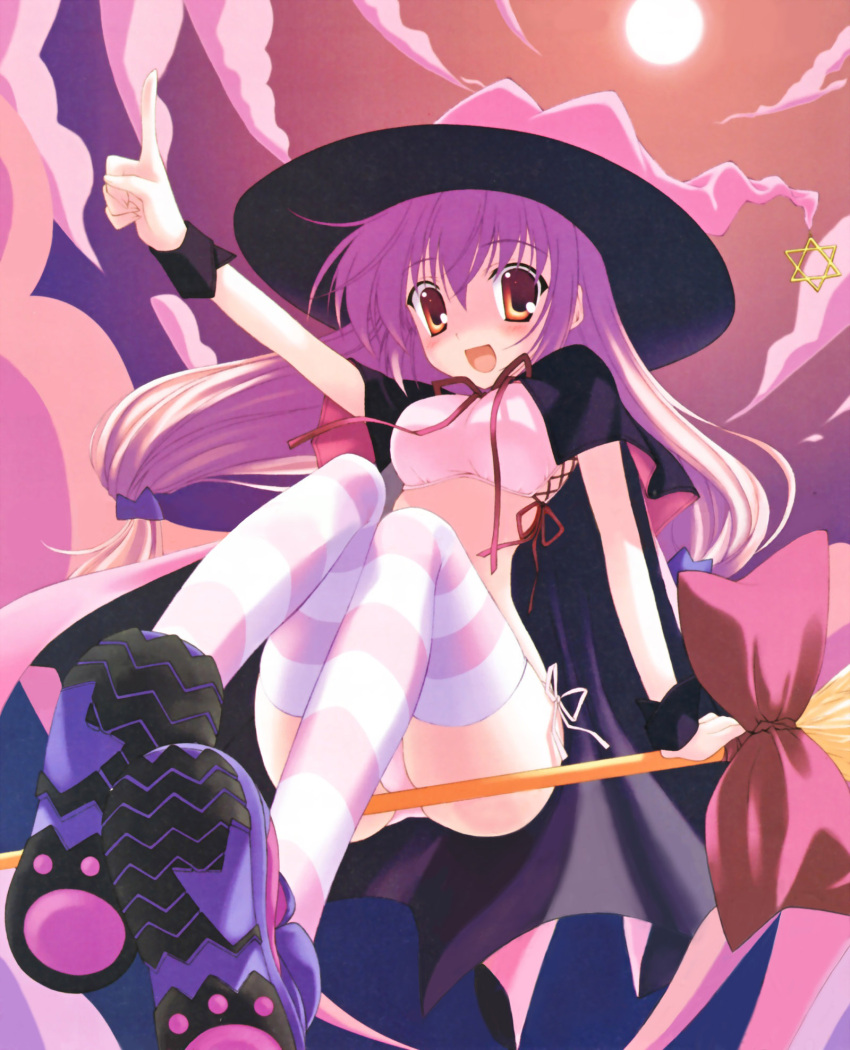 detexted hat highres nanao_naru panties striped striped_legwear thigh-highs thighhighs witch witch_hat