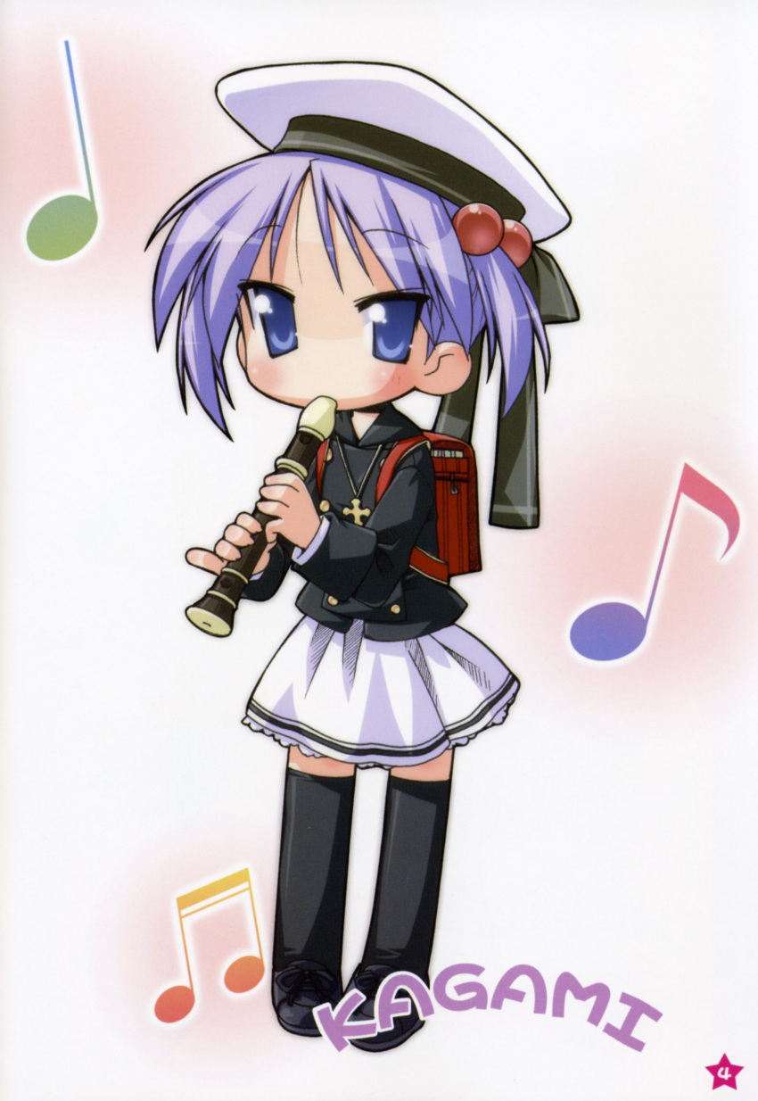 hiiragi_kagami instrument lucky_star musical_note solo yoshimizu_kagami