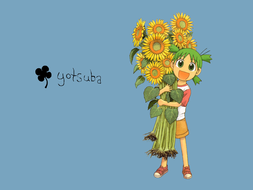 azuma_kiyohiko blue koiwai_yotsuba sunflower yotsubato!