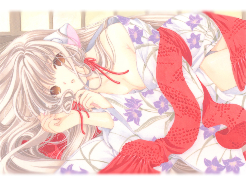 chii chobits clamp highres japanese_clothes manga ribbon your_eyes_only