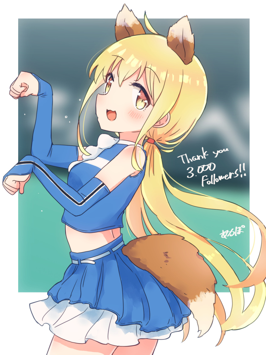 1girl akapocho alternate_costume animal_ears blonde_hair elbow_gloves fox_ears fox_tail gloves highres kantai_collection long_hair paw_pose satsuki_(kancolle) tail twintails yellow_eyes