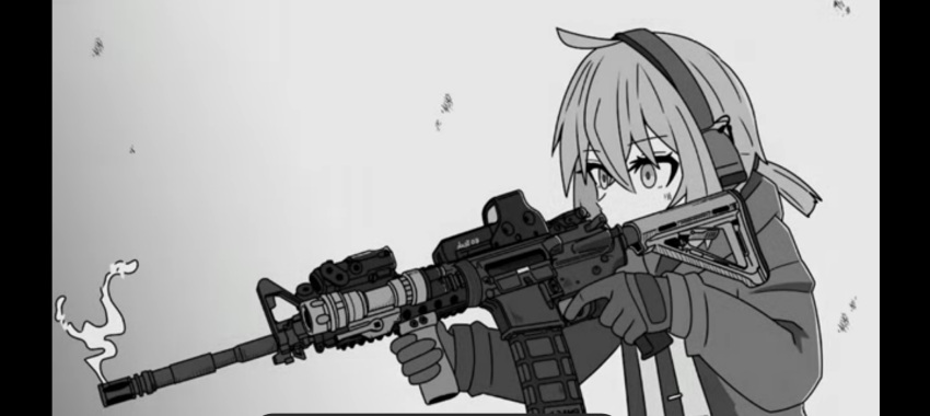 1girl assault_rifle call_of_duty eotech girls_frontline holographic_sight m4_carbine