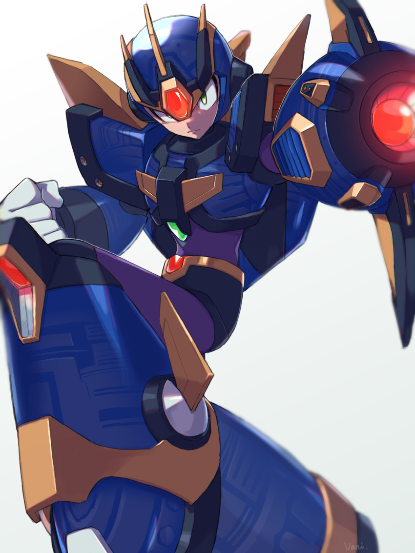 arm_cannon armor attack bodystocking fighting_stance flight forehead_jewel green_eyes helmet highres jetpack looking_at_viewer mechanical_wings mega_man_(series) mega_man_x_(series) official_alternate_costume phfr3843 semi-transparent ultimate_armor_x_(mega_man) weapon white_background wings x_(mega_man)